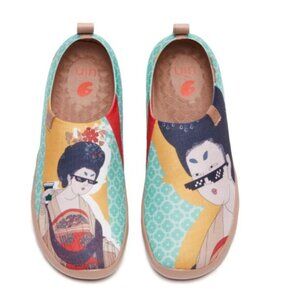 UIN Size 6.5 Slip On Shoes Knitted Upper Loafers Women Flats Modern Noble Lady